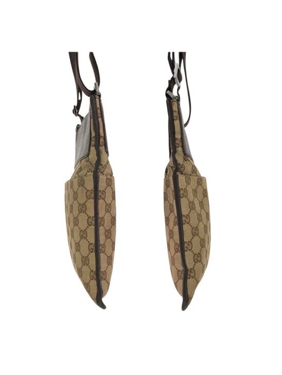 Gucci Beige Dark Brown GG Canvas Leather Shoulder Bag Pochette main image 5